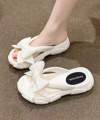 Bow Splicing Slippers Shoes Rose Peep Toe Aa020