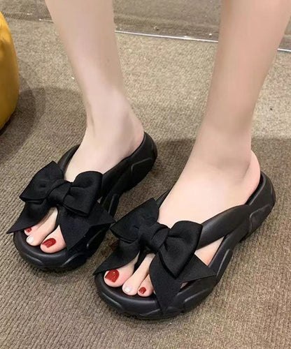 Bow Splicing Slippers Shoes Rose Peep Toe Aa020