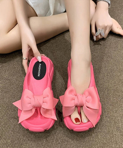 Bow Splicing Slippers Shoes Rose Peep Toe Aa020