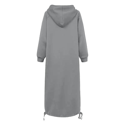 Split Hooded Large Pullover Autumn Pocket Warm Sweatshirt Hoodie Dress
