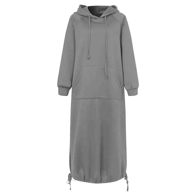 Split Hooded Large Pullover Autumn Pocket Warm Sweatshirt Hoodie Dress