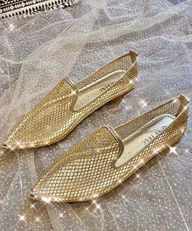 Comfortable Flat Feet Shoes Black Pointed Toe Hollow Out Xc1051