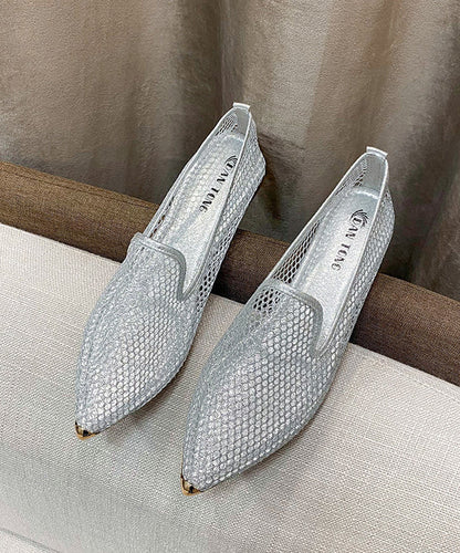 Comfortable Flat Feet Shoes Black Pointed Toe Hollow Out Xc1051