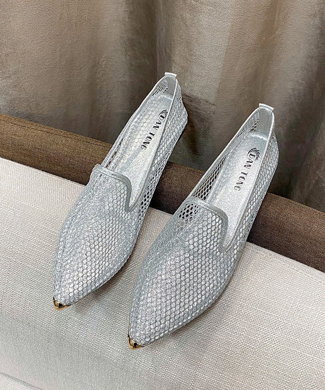 Comfortable Flat Feet Shoes Black Pointed Toe Hollow Out Xc1051