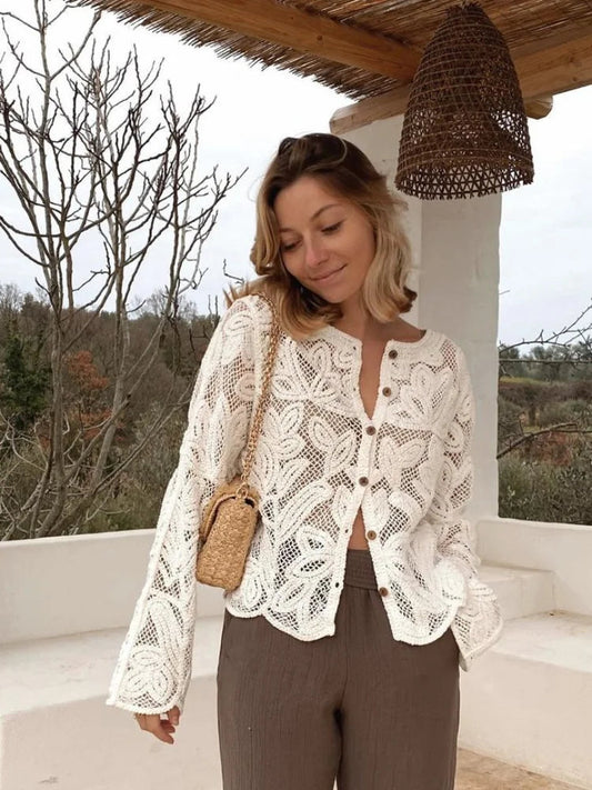 Crochet Hook Hollow Single Long Commute Knitted Sweater
