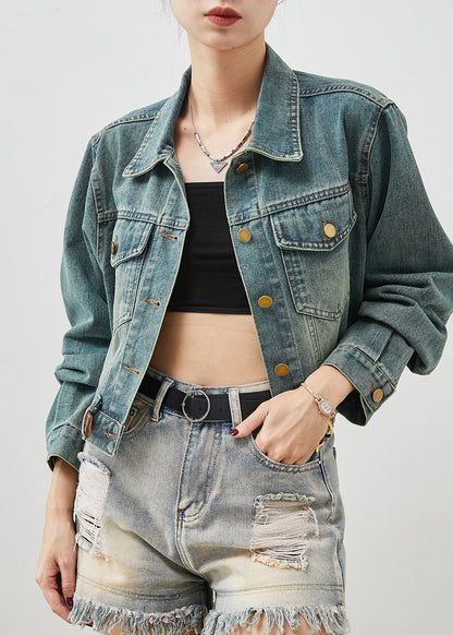 Denim Blue With Belt Short Coats Spring Yu1061