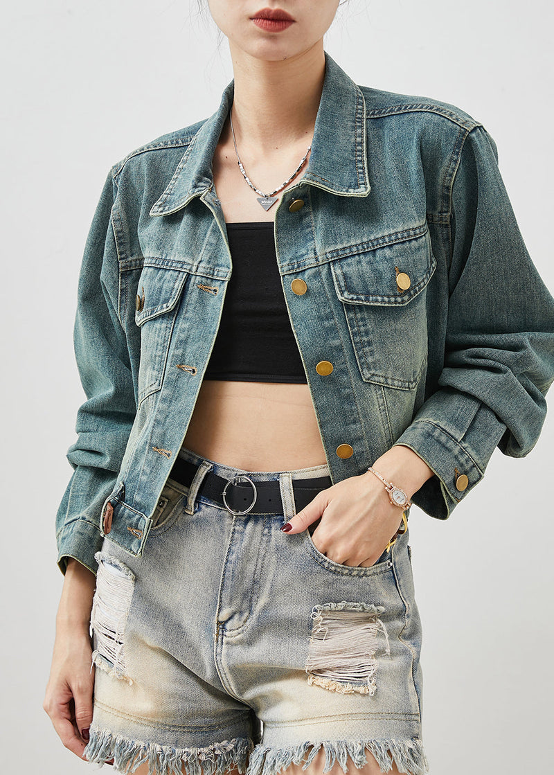Denim Blue With Belt Short Coats Spring Yu1061