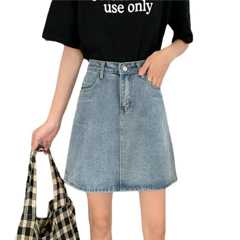 Denim High Waist Slim Retro Small Sheath Skirt