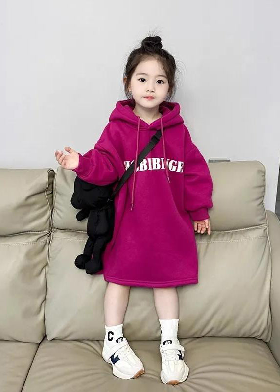 Dragonfruit Colour Graphic Patchwork Kids Hooded Fleece Sweatshirt Dress Spring Tv029