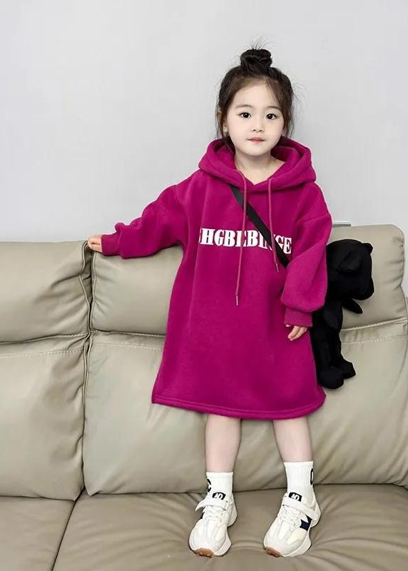Dragonfruit Colour Graphic Patchwork Kids Hooded Fleece Sweatshirt Dress Spring Tv029
