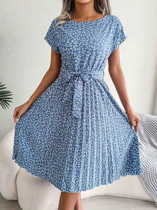 Pleated a Line Long Spring Short High Midi Dresses