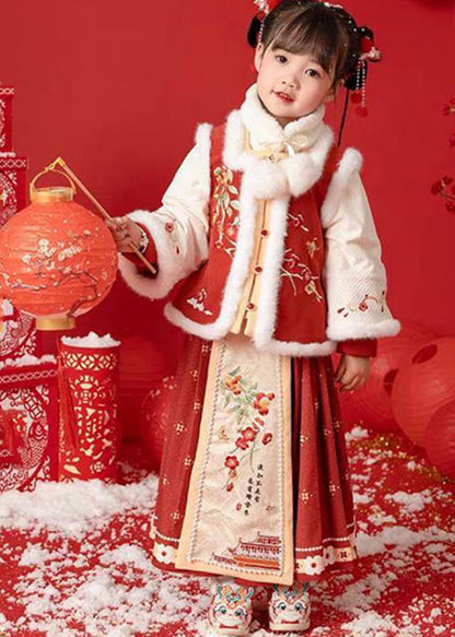 Turtleneck Warm Fleece Coats Fur Collar and Maxi Skirts Two Pieces Set Winter Tr009