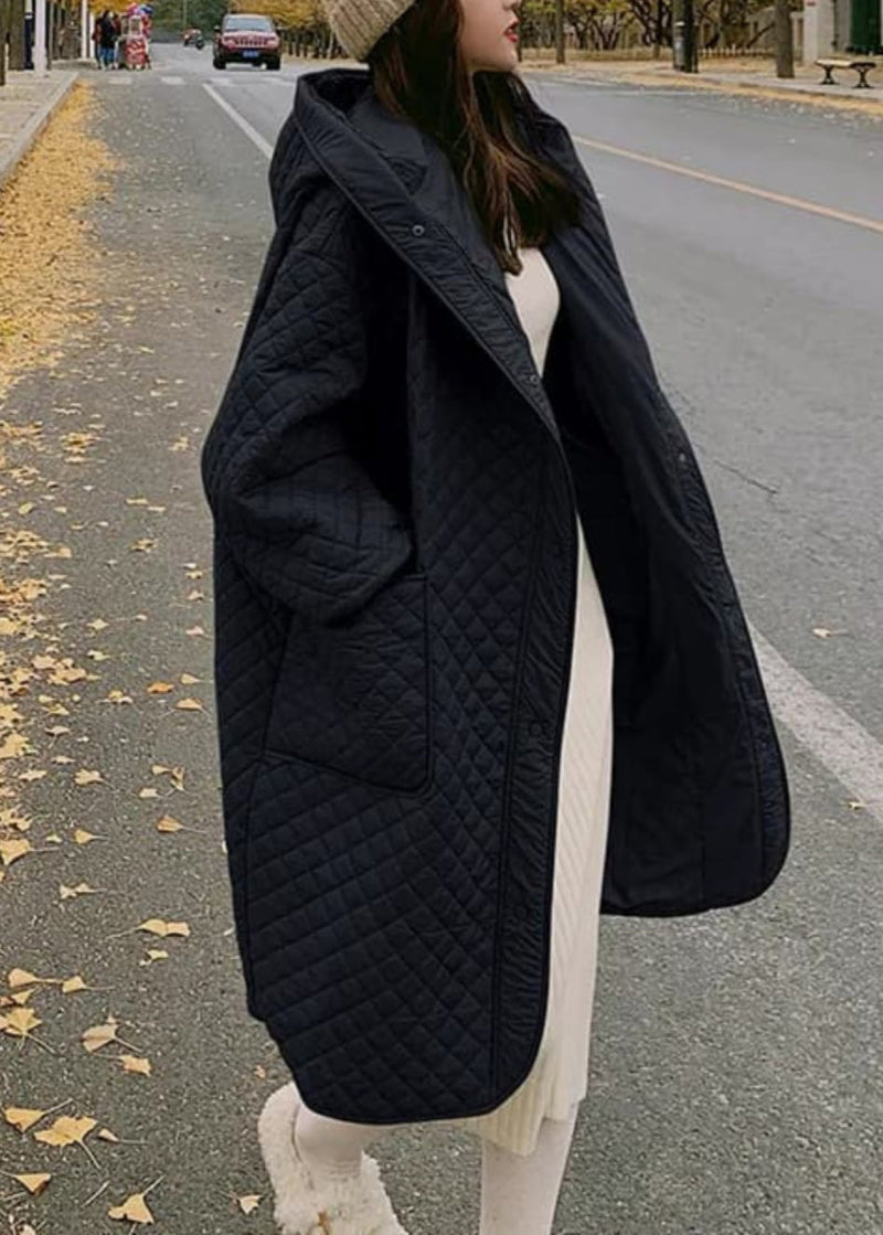 Green Hooded Pockets Fine Cotton Filled Coat Spring Td039