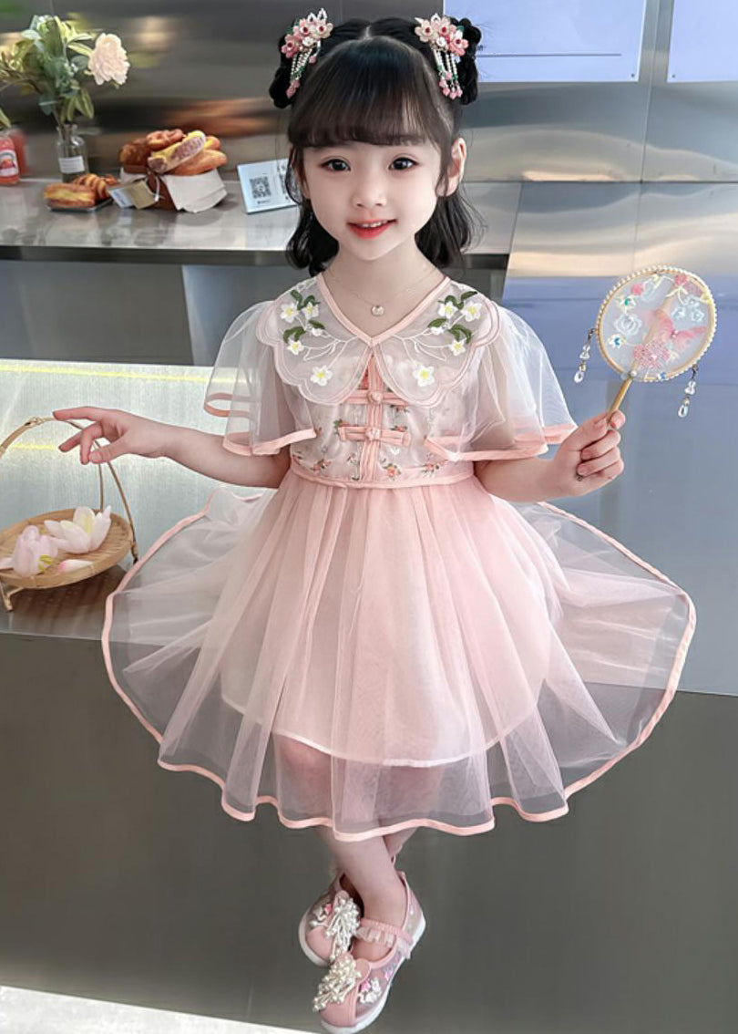 Green V Neck Embroideried Patchwork Tulle Long Dresses Summer Mn031