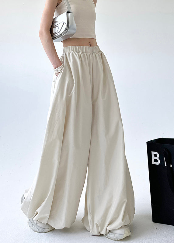 Grey Pockets Elastic Waist Lantern Pants Fall Ru009