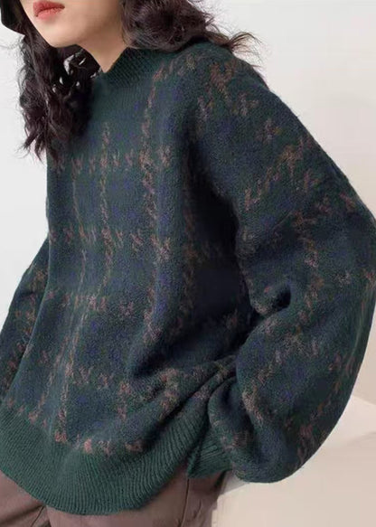 Red O Neck Print Loose Knit Sweater Spring Td033