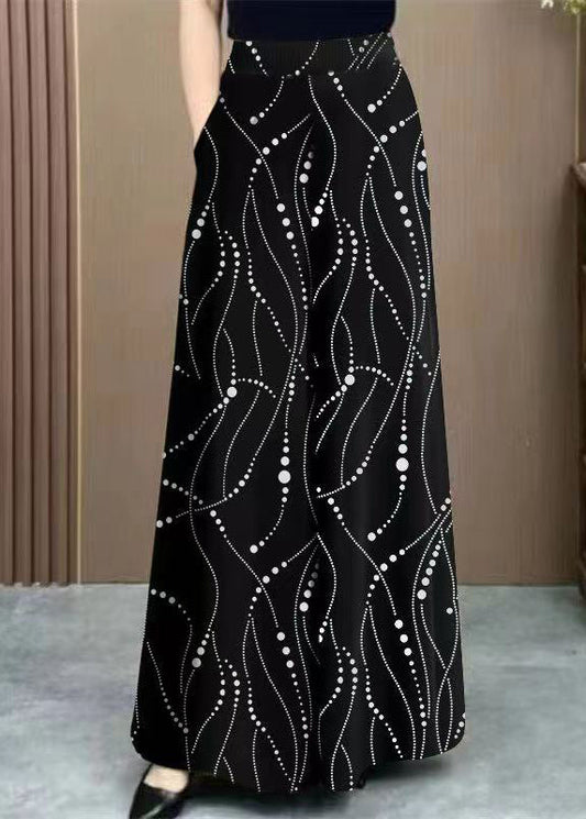 Draping Wide Pants Red Print Silk Ice Waist Leg High