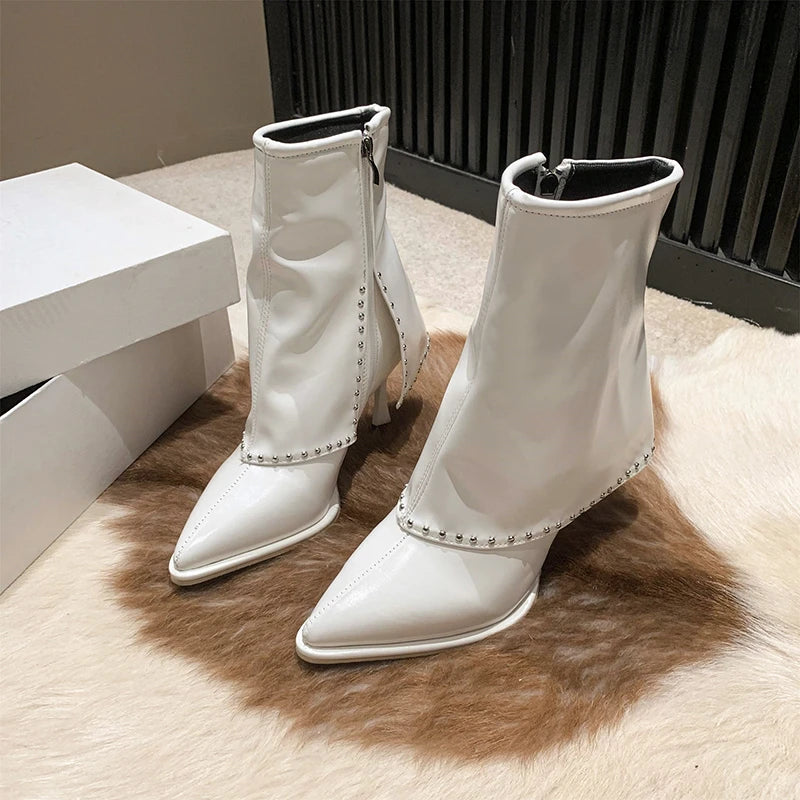 Winter Side Zipper Pointed Toe Short Stilettos Ankle Boot