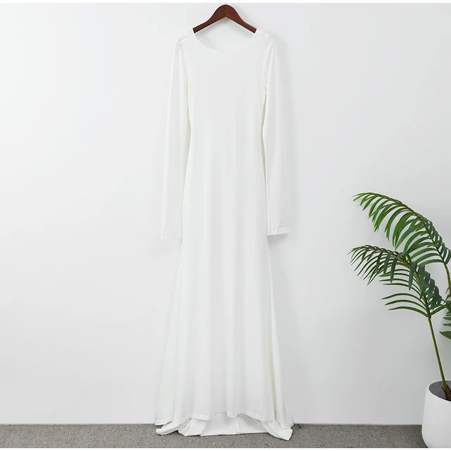 Hollow Out Maxi Dress for Round Neck Long Sleeve Backless Slim Dresses New Female Evening Gowns