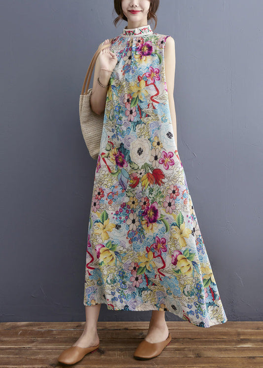 Turtleneck Print Holiday Maxi Dresses Summer Ac2009
