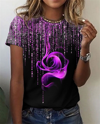 Blouse Tops for Woman 3d Rose Printing Short
