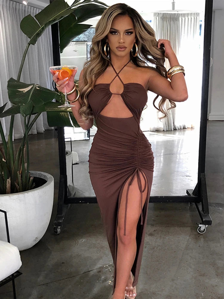 Clothes Summer Spicy High Hanging Chest Midi Dresses