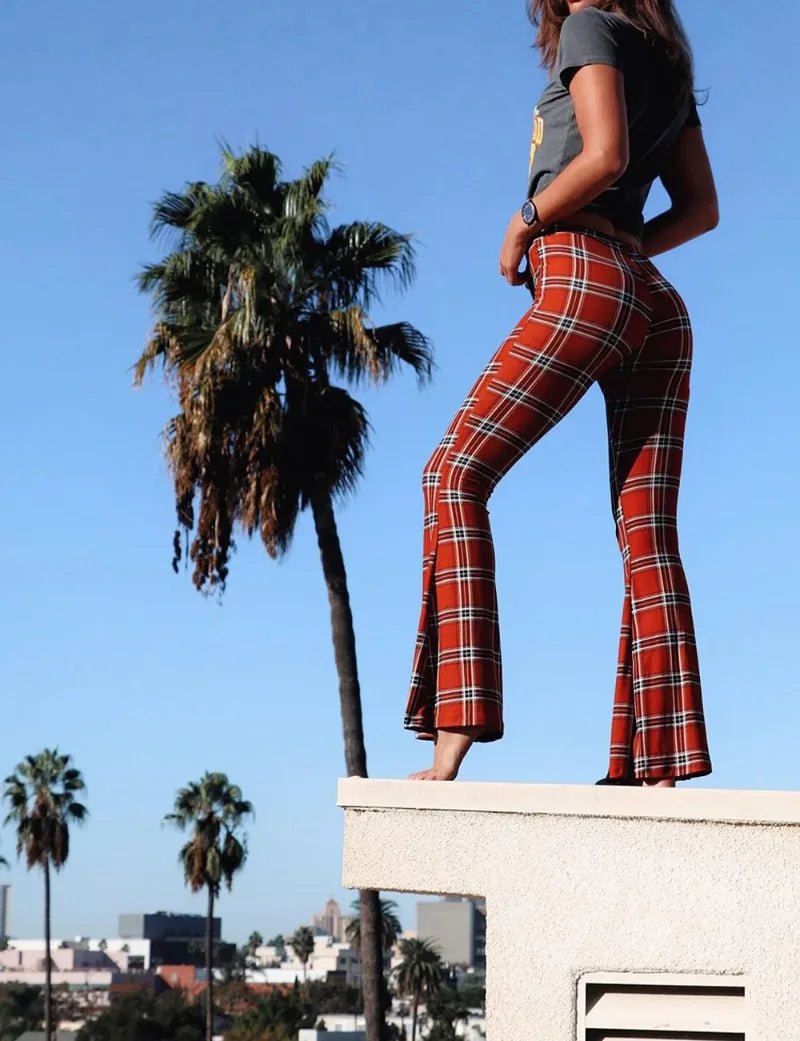 Plaid Flare Pants