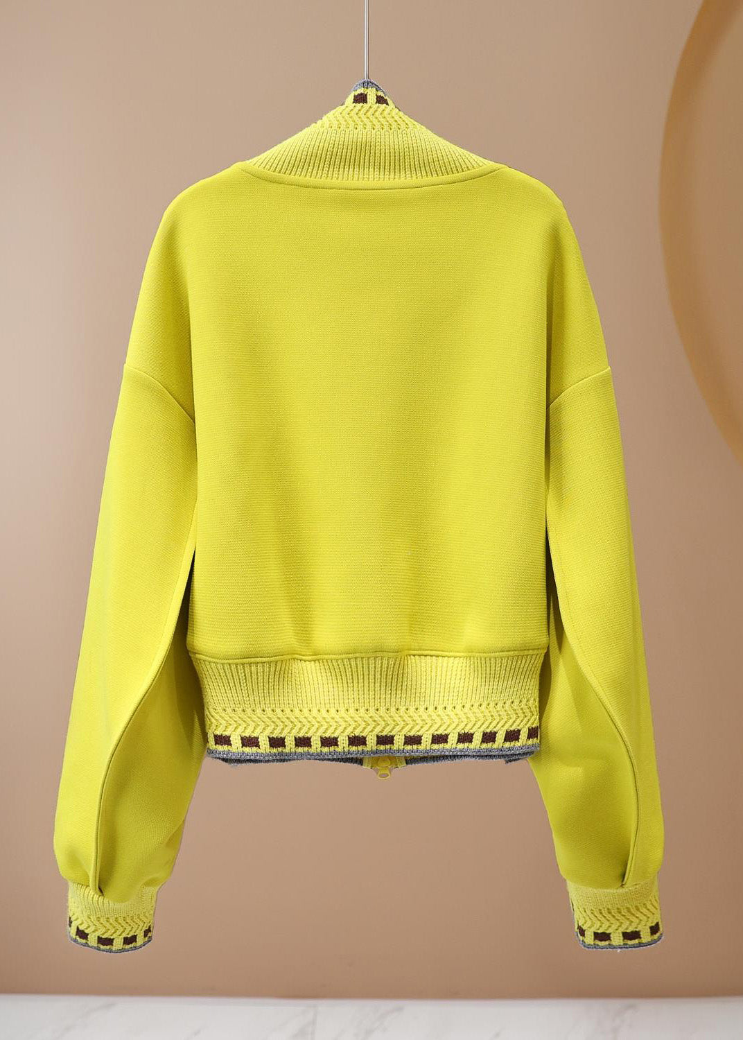 Yellow Stand Collar Graphic Patch Patchwork Coat Spring Ty023