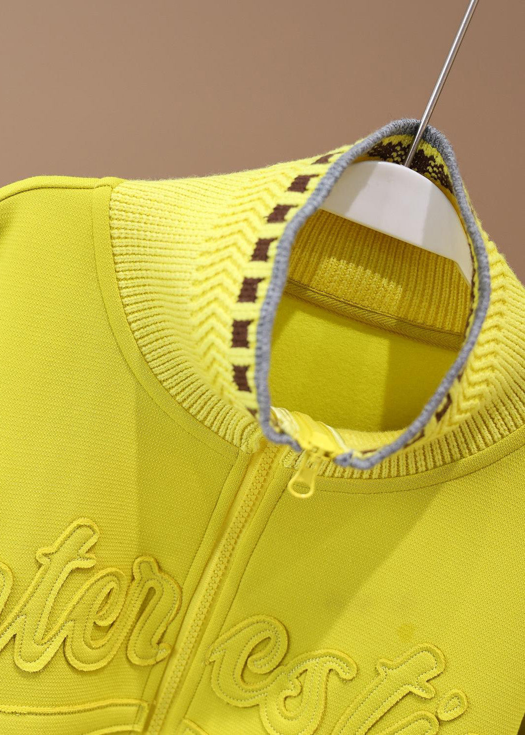 Yellow Stand Collar Graphic Patch Patchwork Coat Spring Ty023