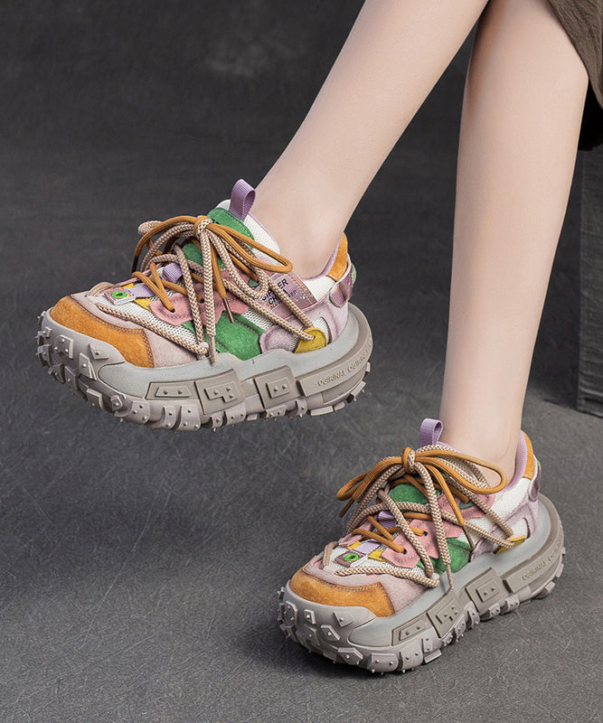 Yellow Suede Breathable Mesh Splicing Flat Feet Shoes Dd1018