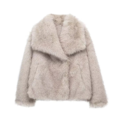 Faux Winter New Thick Warm Lapel Fluffy Coat
