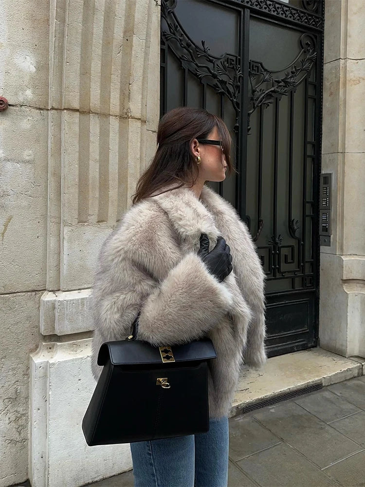 Faux Winter New Thick Warm Lapel Fluffy Coat