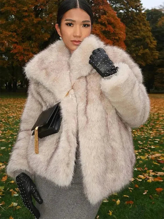 Faux Winter New Thick Warm Lapel Fluffy Coat