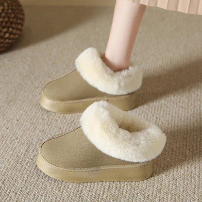Faux Fur Winter Boots for Non Slip Snow Boots Plush Warm Short Boot Comfortable Warm Platform Shoes