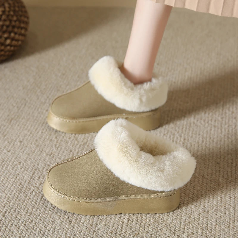 Faux Fur Winter Boots for Non Slip Snow Boots Plush Warm Short Boot Comfortable Warm Platform Shoes