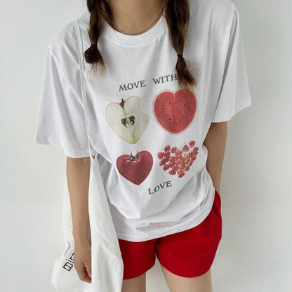 Kawaii Fruit Print Y2k T-shirt