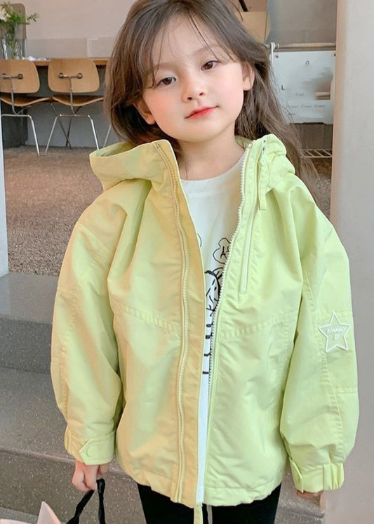 Fine Green Patchwork Zippered Hoodie Coat Fall Qv045