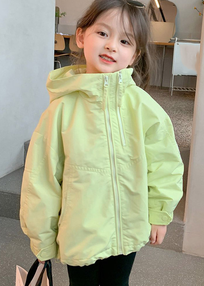 Fine Green Patchwork Zippered Hoodie Coat Fall Qv045