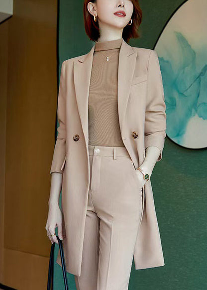 Fine Khaki Double Breast Spandex Trench Coats Spring Yj012