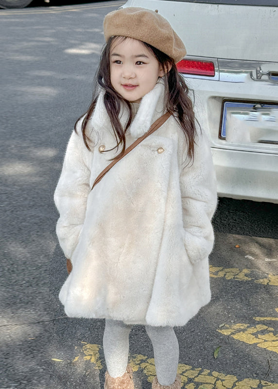 Fine White Stand Collar Pockets Coats Winter Tg018