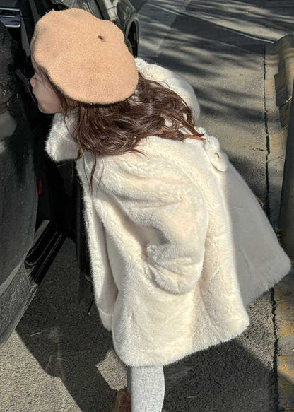 Fine White Stand Collar Pockets Coats Winter Tg018