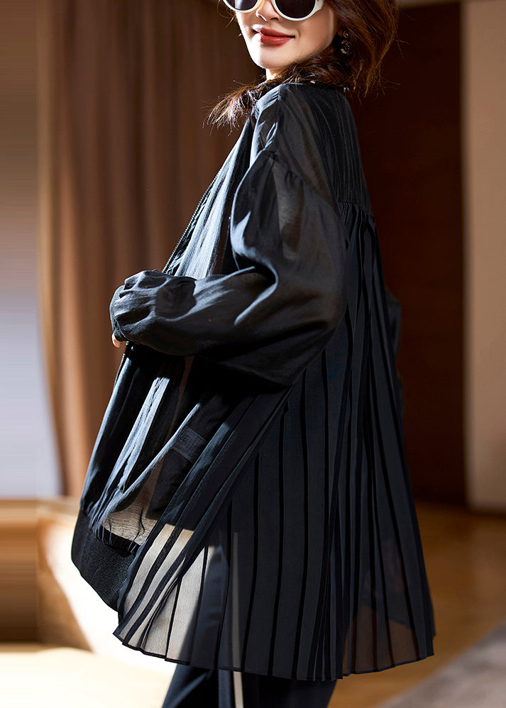 Fine White Zip Up Patchwork Chiffon Upf 50+ Coat Long Sleeve Ac1009