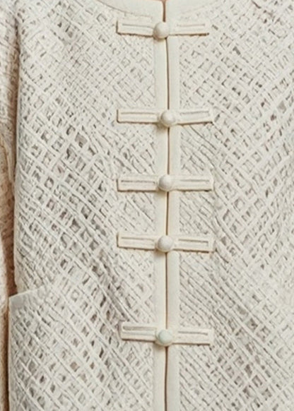 Fitted Beige O-neck Hollow Out Fall Coat Ag1040