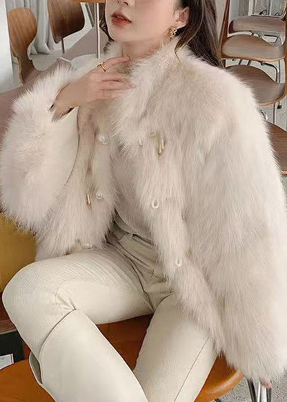 Fitted Purple Stand Collar Button Leather and Fur Coats Winter Rd008