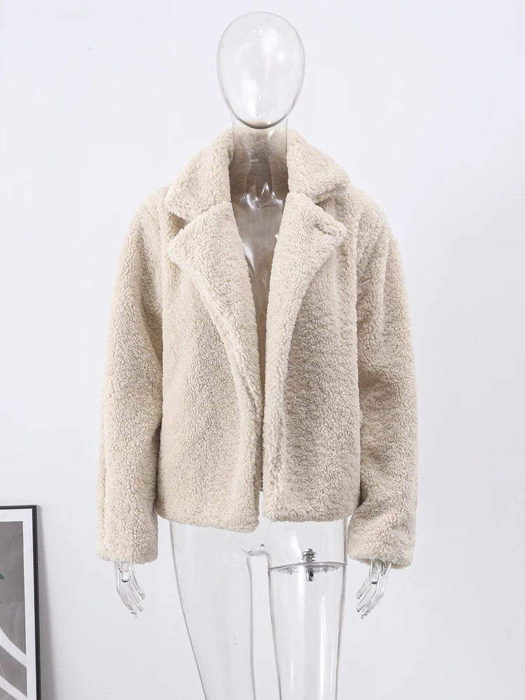 Flannel Winter New Loose Long Thick Warm Plush All-match Coat