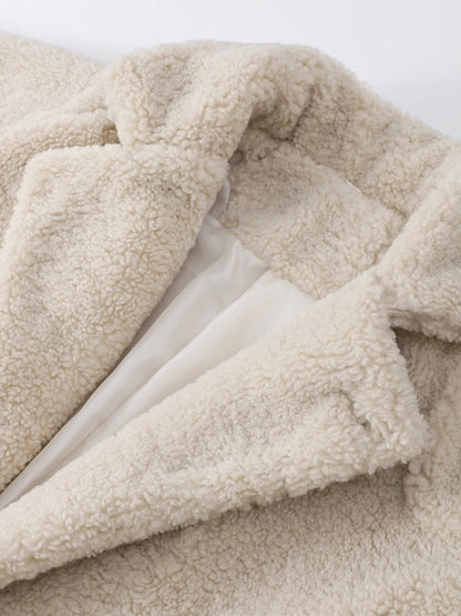 Flannel Winter New Loose Long Thick Warm Plush All-match Coat
