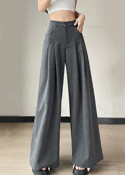 Grey Pockets High Waist Spandex Pants Summer Kk056