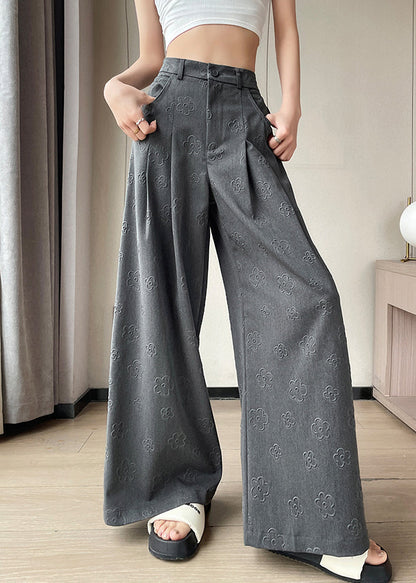 Grey Pockets High Waist Spandex Pants Summer Kk056