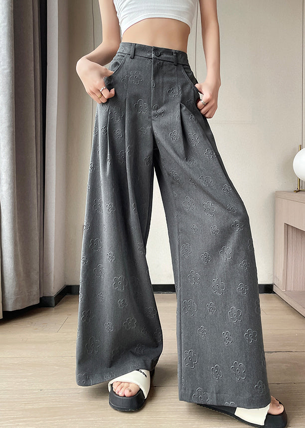 Grey Pockets High Waist Spandex Pants Summer Kk056