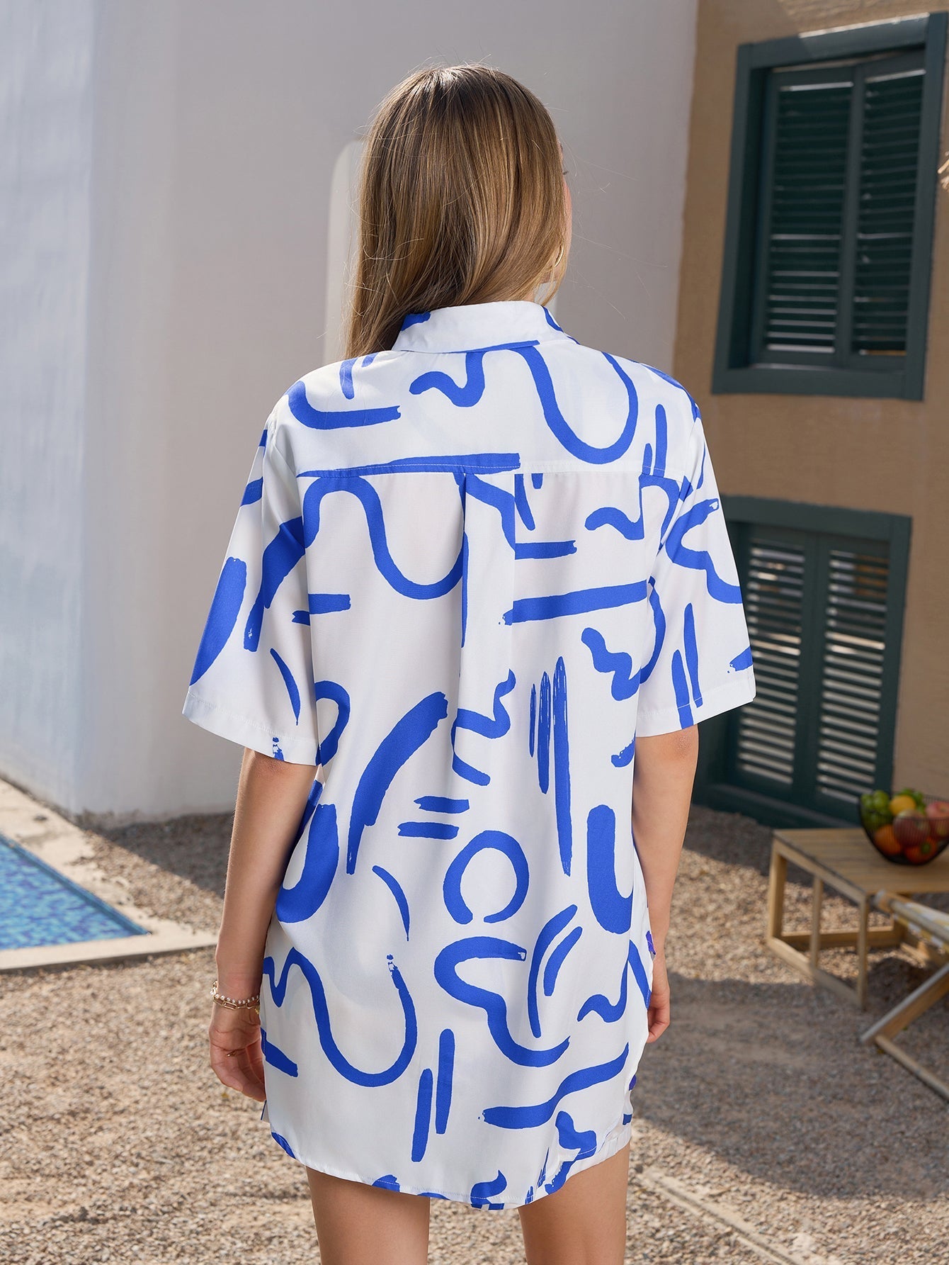 Print Short Sleeve Shirt&print Shorts Set